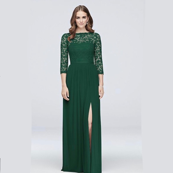 Lace Green Maxi Dress David’s Bridal - Picture 1 of 4